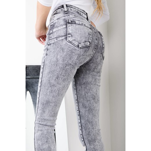 Szare dekatyzowane spodnie jeansowe typu push up Olika XS olika.com.pl