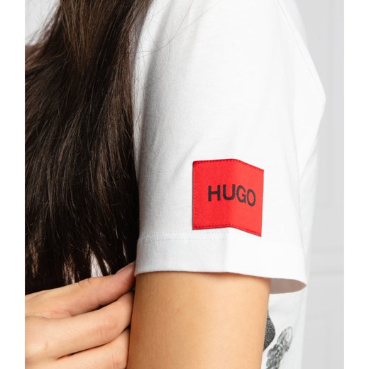 Bluzka damska Hugo Boss z okrągłym dekoltem z krótkim rękawem 