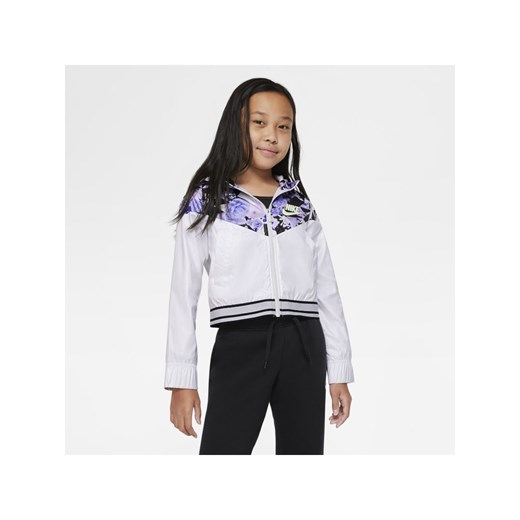 Kurtka dla dużych dzieci (dziewcząt) z nadrukiem Nike Sportswear Windrunner - Biel Nike M Nike poland