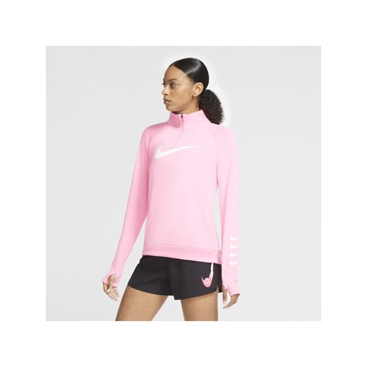 Damska koszulka do biegania z zamkiem 1/2 Nike Swoosh Run - Różowy Nike L Nike poland
