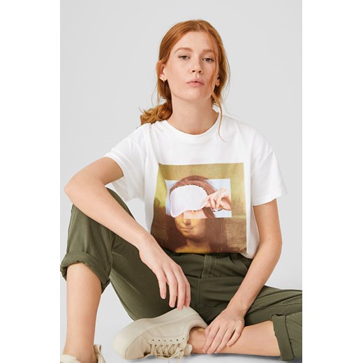 C&A T-Shirt-Mona Lisa, Biały, Rozmiar: XS Clockhouse L C&A