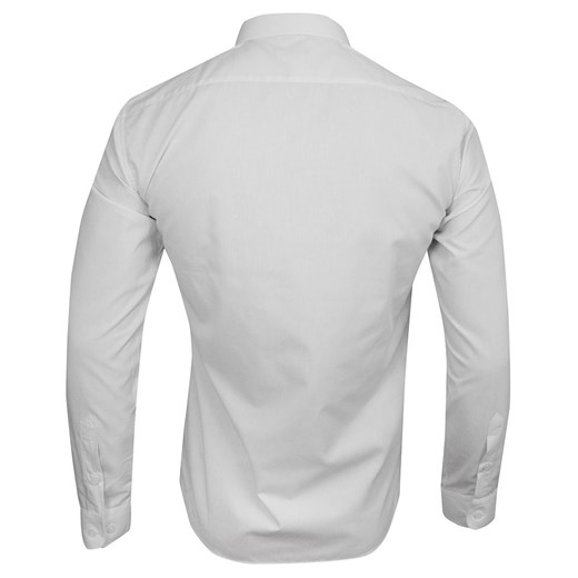 Koszula Biała Gładka -GRZEGORZ MODA MĘSKA- Taliowana, Długi
