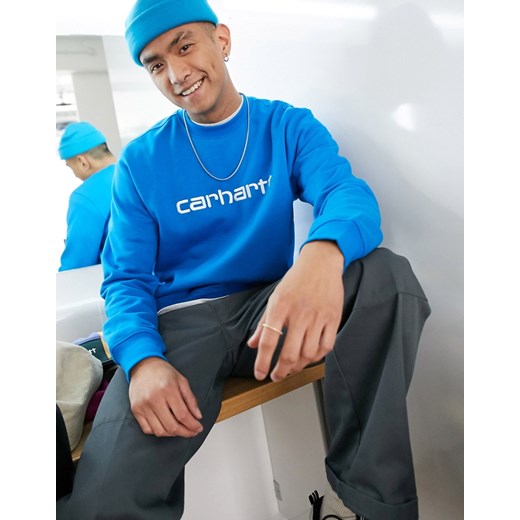 Carhartt WIP – biało-niebieski sweter z logo Carhartt Wip XL Asos Poland wyprzedaż