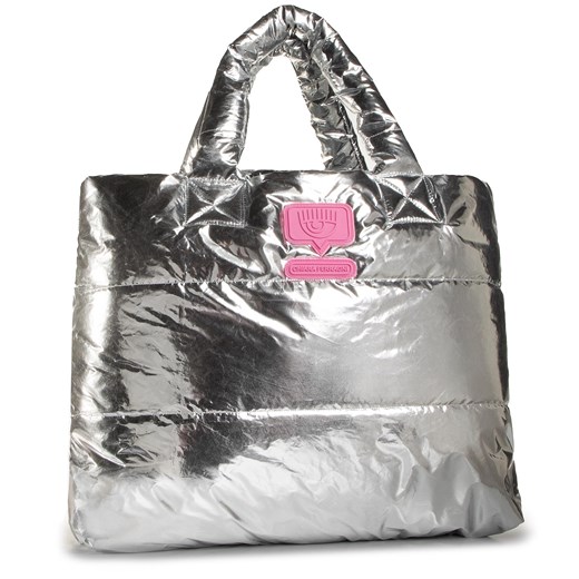 Shopper bag srebrna na wakacje z nadrukiem do ręki 