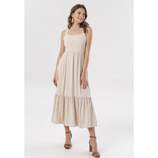 Beżowa Sukienka Mayashell Born2be M okazja Born2be Odzież