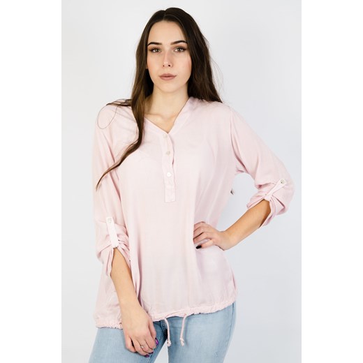 Różowa bluzka oversize z wiązaniem na dole Olika uniwersalny olika.com.pl