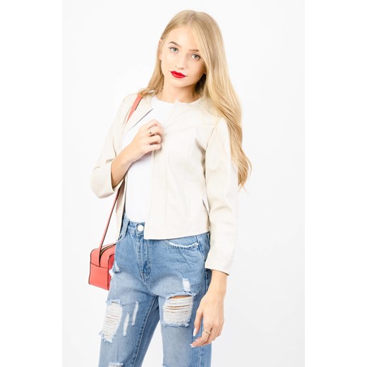 KREMOWY ŻAKIET Z EKO SKÓRY Olika XL olika.com.pl