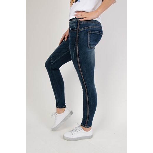 Spodnie jeansowe plus size z lampasami Olika S okazja olika.com.pl