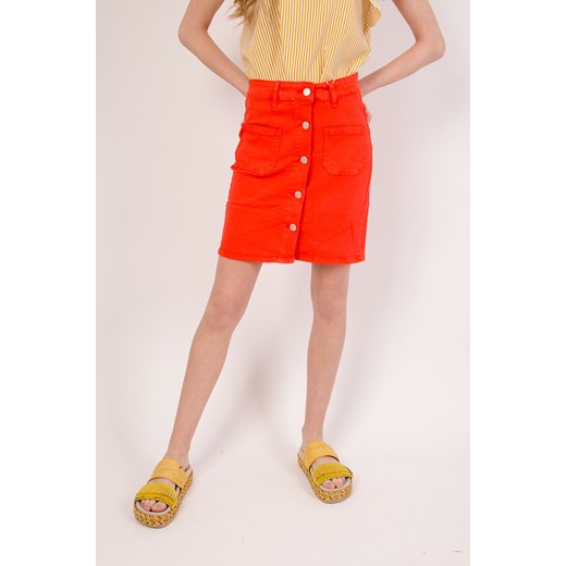 Pomarańczowa  spódnica z guzikami ze sklepu olika.com.pl w kategorii Spódnice - zdjęcie 93134700