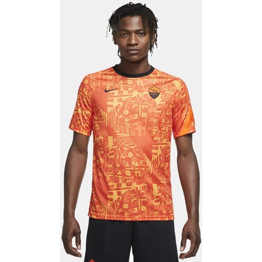 Męska przedmeczowa koszulka piłkarska z krótkim rękawem A.S. Roma - Pomarańczowy Nike M Nike poland
