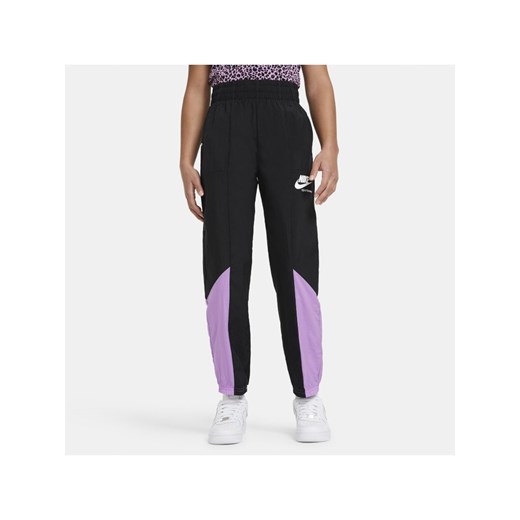 Spodnie treningowe z tkaniny dla dużych dzieci (dziewcząt) Nike Sportswear Heritage - Czerń Nike XL Nike poland