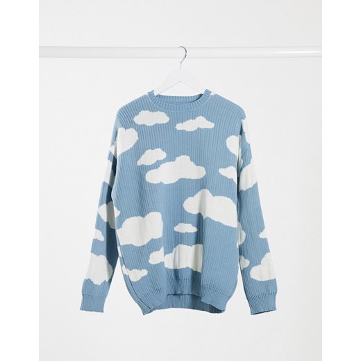 ASOS DESIGN – Niebieski sweter oversize w chmury XL Asos Poland