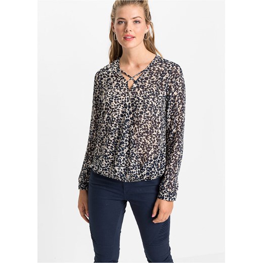 Bluzka kopertowa w cętki leoparda | bonprix Bonprix 34 bonprix