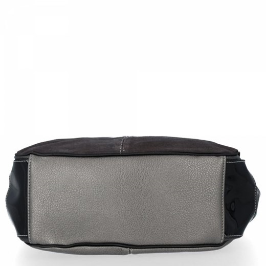 Shopper bag Velina Fabbiano czarna na ramię bez dodatków zamszowa ze skóry ekologicznej 