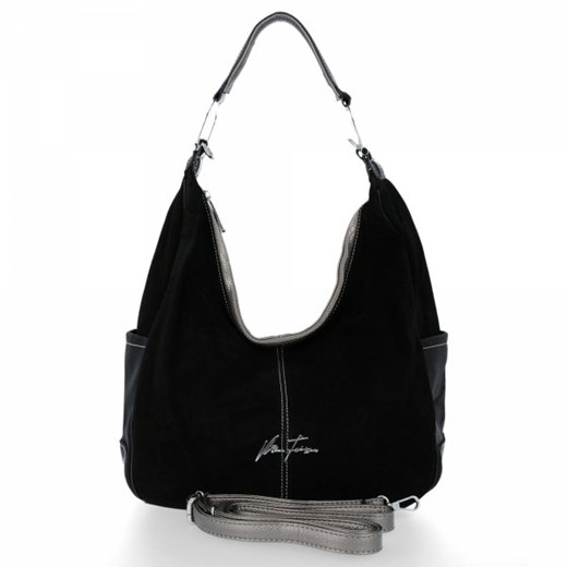 Shopper bag Velina Fabbiano na ramię bez dodatków czarna glamour 