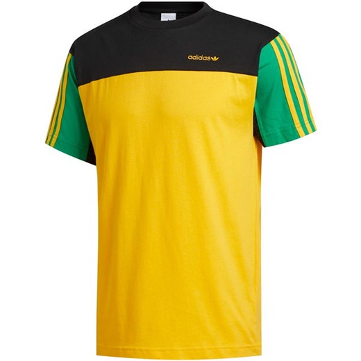 T-shirt męski żółty Adidas Originals w paski z krótkimi rękawami 