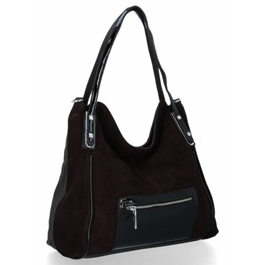 Shopper bag Silvia Rosa czarna elegancka ze skóry ekologicznej duża 