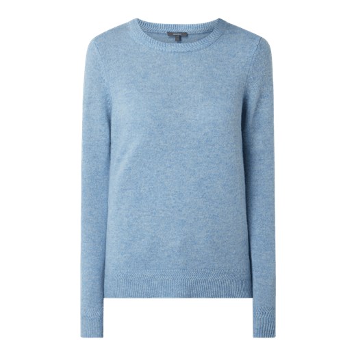Niebieski sweter damski Montego zimowy bez wzorów 