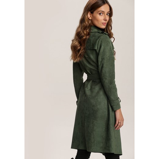 Zielony Płaszcz Usinlenne ze sklepu Renee odzież w kategorii Płaszcze damskie - zdjęcie 93490680
