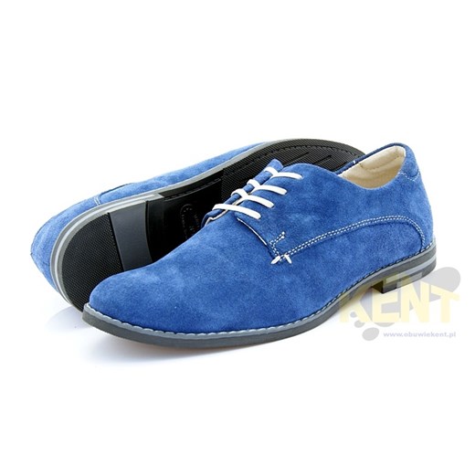 KENT 215 GRANATOWE WELUR - Męskie buty skórzane, krok w stronę dobrego stylu sklep-obuwniczy-kent niebieski naturalne