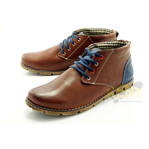 KENT 226 BRĄZ-GRANAT - Podwyższone buty ze skóry naturalnej sklep-obuwniczy-kent brazowy naturalne