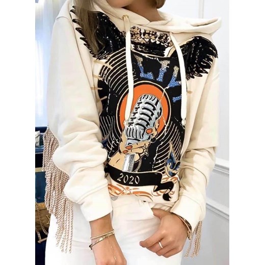 BLUZA LIVI FRĘDZLE BEŻ M Yasmin Boutique