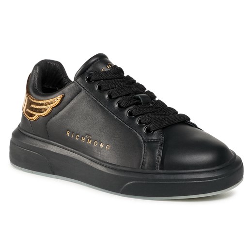 Buty sportowe damskie czarne sneakersy w stylu młodzieżowym gładkie 
