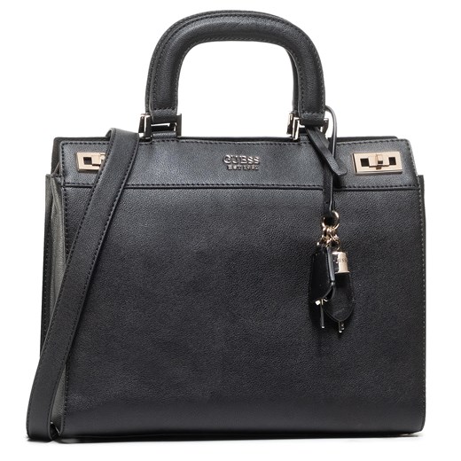 Shopper bag Guess matowa czarna elegancka bez dodatków skórzana duża do ręki 