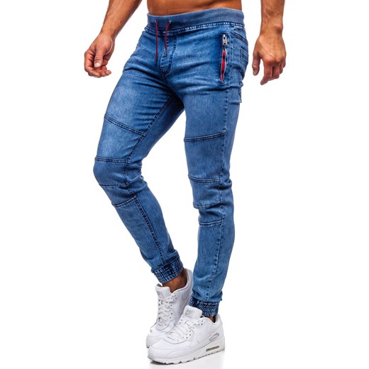 Granatowe spodnie jeansowe joggery męskie Denley HY737 2XL okazja Denley