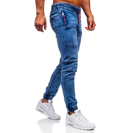 Granatowe spodnie jeansowe joggery męskie Denley HY737 M Denley wyprzedaż