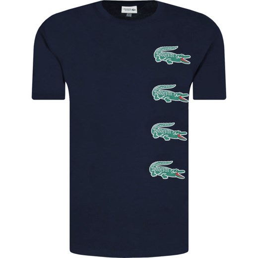 T-shirt męski Lacoste niebieski z krótkimi rękawami na wiosnę 