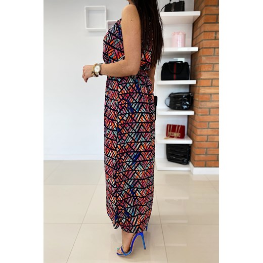 Sukienka maxi we wzory multikolor  MULTI * orange Limonka Uniwersalny Limonkashop.pl