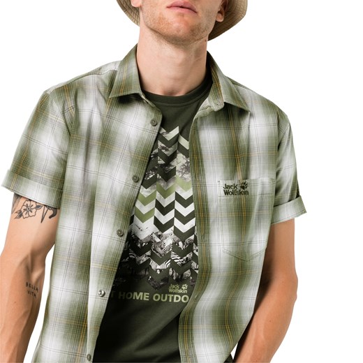 Koszula męska HOT CHILI SHIRT M dark moss checks Jack Wolfskin XL promocja Jack Wolfskin