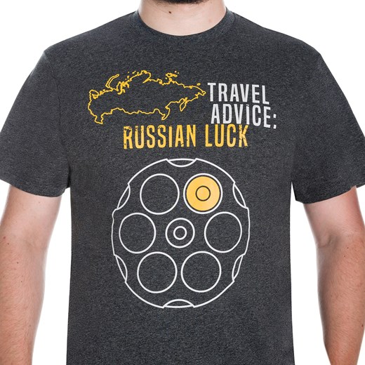 Koszulka T-shirt Helikon "Travel Advice: Russian Luck" Melange Black-Grey (TS-TRL-CO-0119Z) H L Militaria.pl