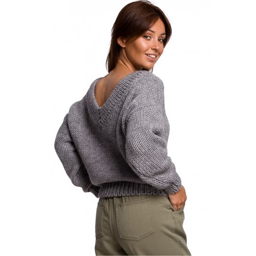Sweter damski Be Knit wełniany z dekoltem w serek 
