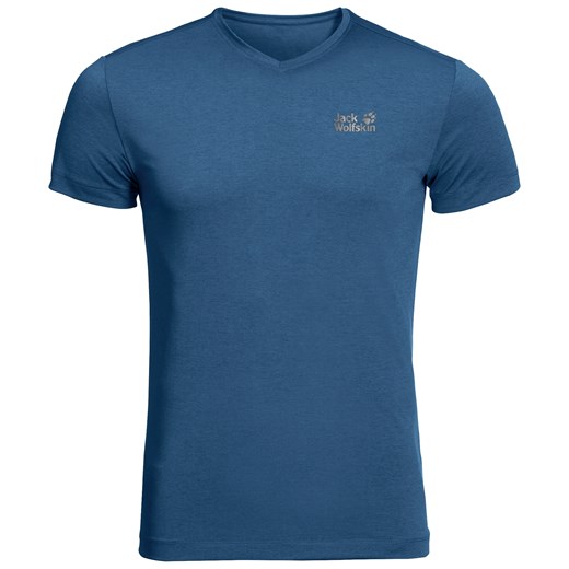 T-shirt męski Autoryzowany Sklep Jack Wolfskin niebieski z krótkimi rękawami 