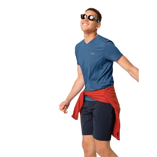 Niebieski t-shirt męski Autoryzowany Sklep Jack Wolfskin z krótkimi rękawami