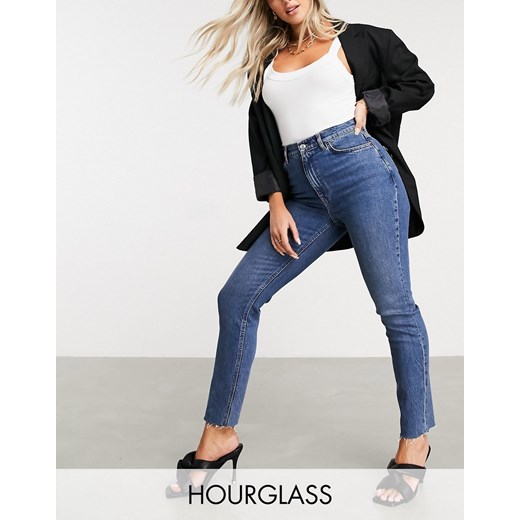 ASOS DESIGN Hourglass – Farleigh – Ciemnoniebieskie jeansy mom o dopasowanym kroju z podwyższonym stanem W30 L32 Asos Poland