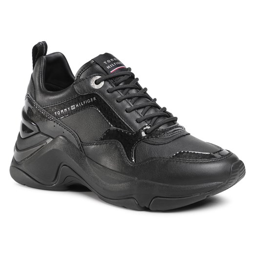 Sneakersy TOMMY HILFIGER - Warmlined Wedge Sneaker FW0FW05231 Black BDS 38 eobuwie.pl