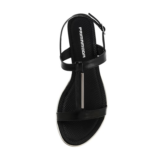 Czarne sandały na koturnie ze srebrnymi elementami LANUVIO Primamoda 37 Primamoda okazja