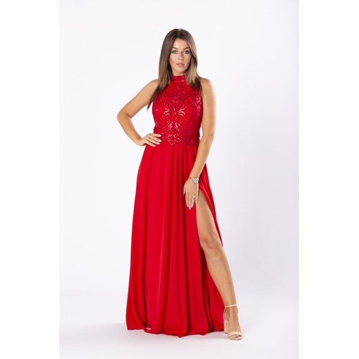 Sukienka z dekoltem halter czerwona 