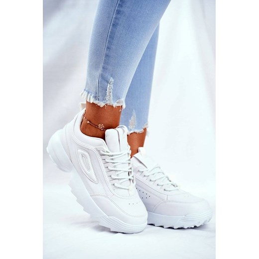 Buty sportowe damskie młodzieżowe płaskie ze skóry ekologicznej 