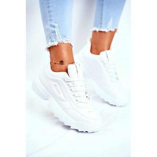 Buty sportowe damskie młodzieżowe ze skóry ekologicznej 