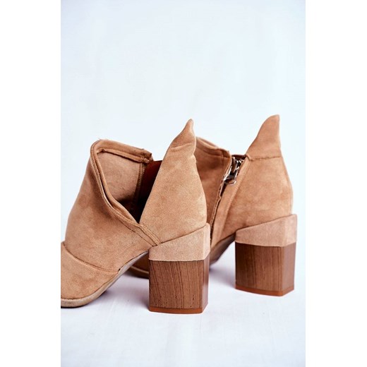 Damskie Botki Na Słupku Beżowe Wycięte Meliori Msmg 40 POLSE.PL