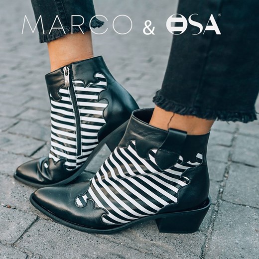 Botki Marco Shoes w paski 