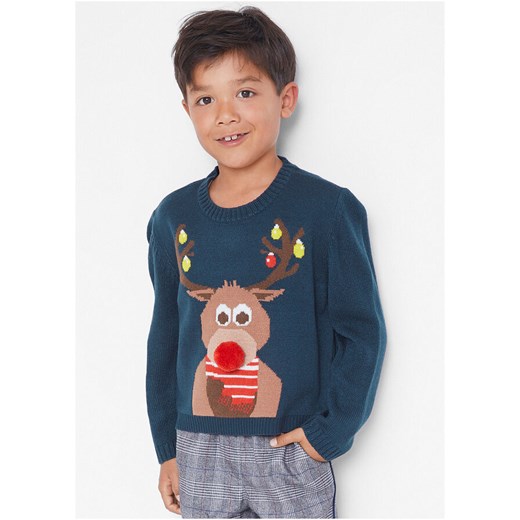 Sweter chłopięcy z bożonarodzeniowym motywem | bonprix Bonprix 164/170 bonprix