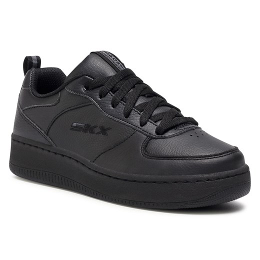 Buty sportowe damskie sneakersy młodzieżowe czarne sznurowane 