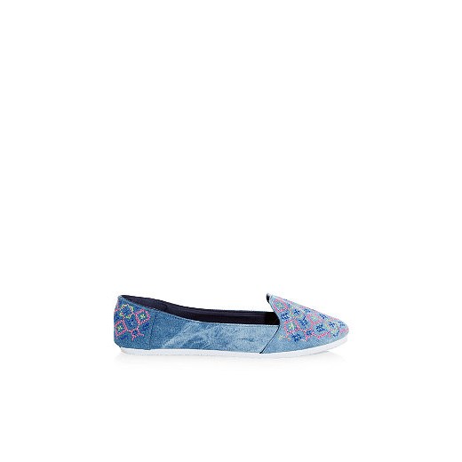 Blue Embroidered Tab Slipper Shoes  newlook niebieski 