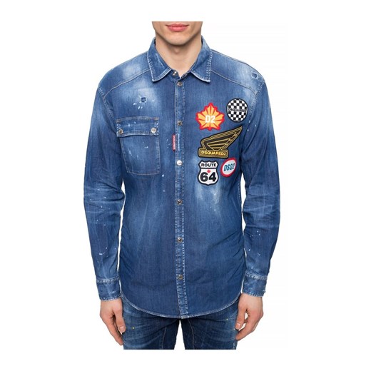 Jeansowa koszula z naszywkami Dsquared2 46 showroom.pl promocja
