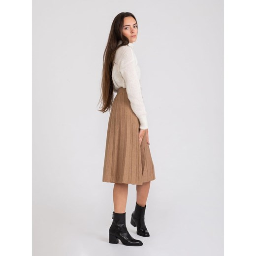 Tobacco wool skirt with lurex stripes Semicouture M showroom.pl